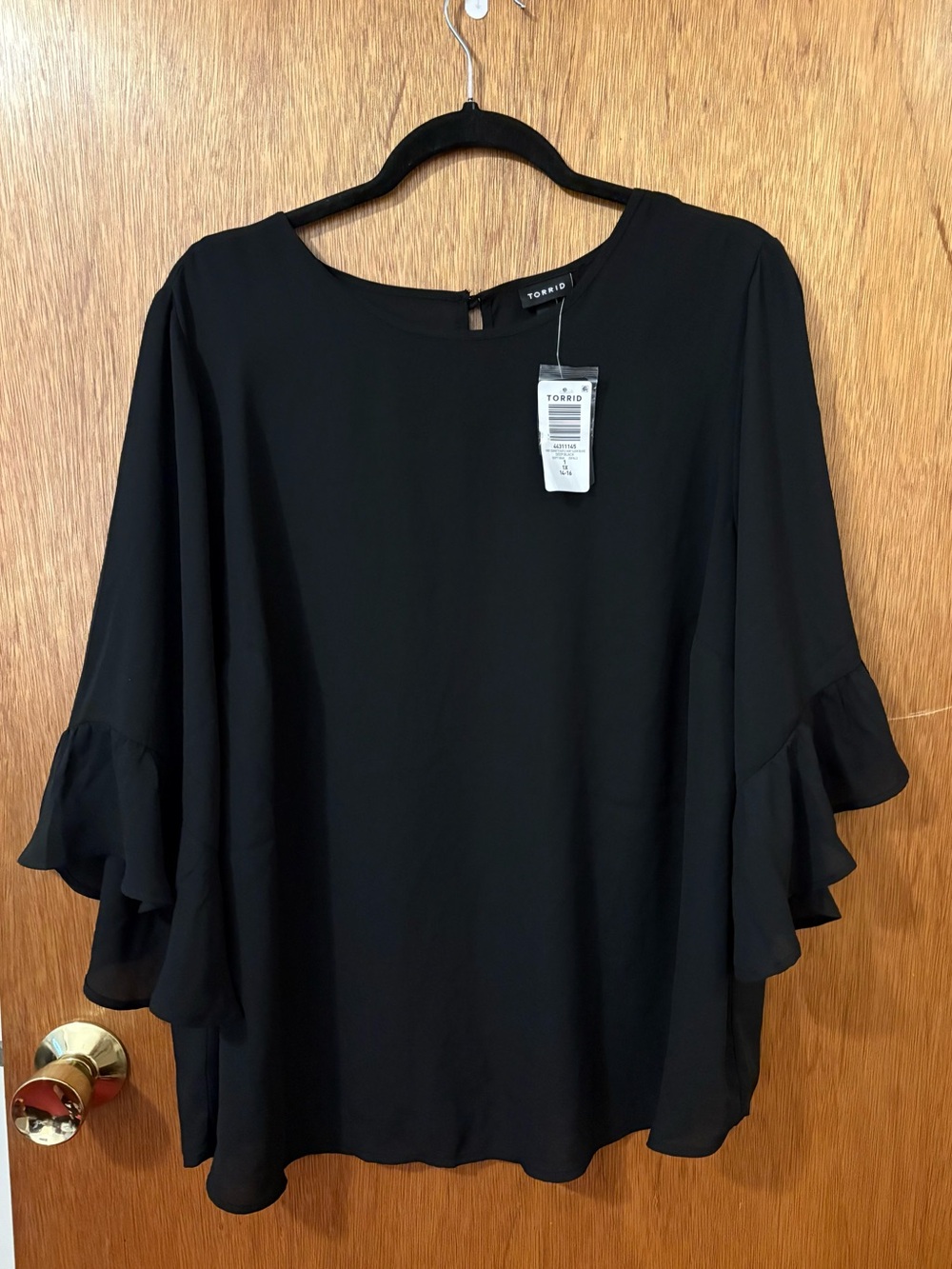 torrid Black Abbey Georgette Ruffle Sleeve Blouse NWT